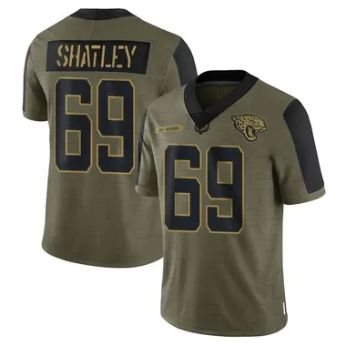 Men's Nike Jacksonville Jaguars Tyler Shatley 2021 Salute To Service Jersey - Olive Limited