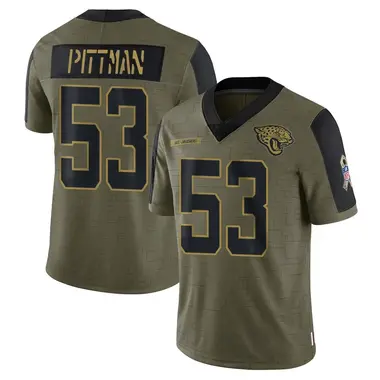 Youth Nike Jacksonville Jaguars Anthony Pittman 2021 Salute To Service Jersey - Olive Limited