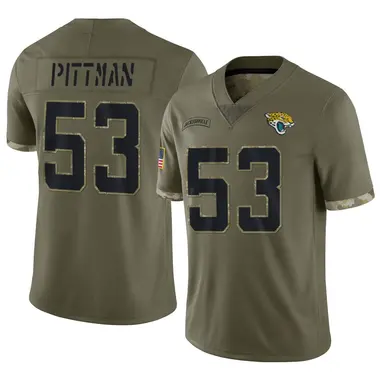 Youth Nike Jacksonville Jaguars Anthony Pittman 2022 Salute To Service Jersey - Olive Limited