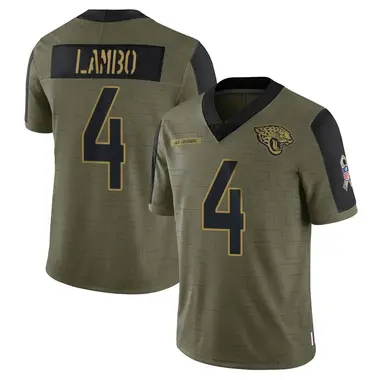 Youth Nike Jacksonville Jaguars Josh Lambo 2021 Salute To Service Jersey - Olive Limited