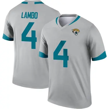 Youth Nike Jacksonville Jaguars Josh Lambo Silver Inverted Jersey - Legend