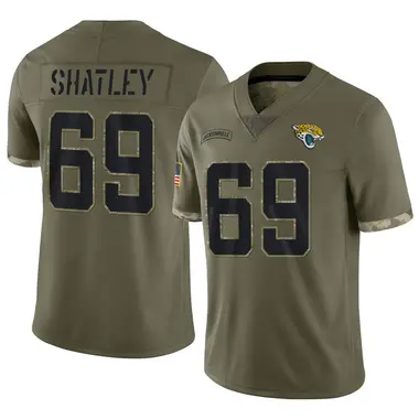 Youth Nike Jacksonville Jaguars Tyler Shatley 2022 Salute To Service Jersey - Olive Limited